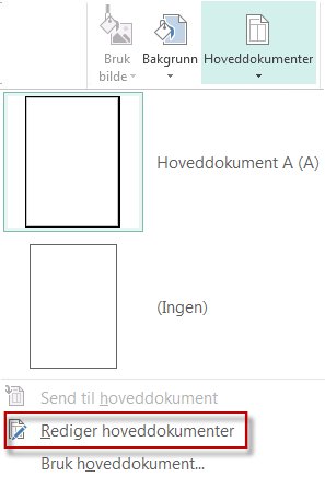 Redigere hoveddokumenter i Publisher 2013.