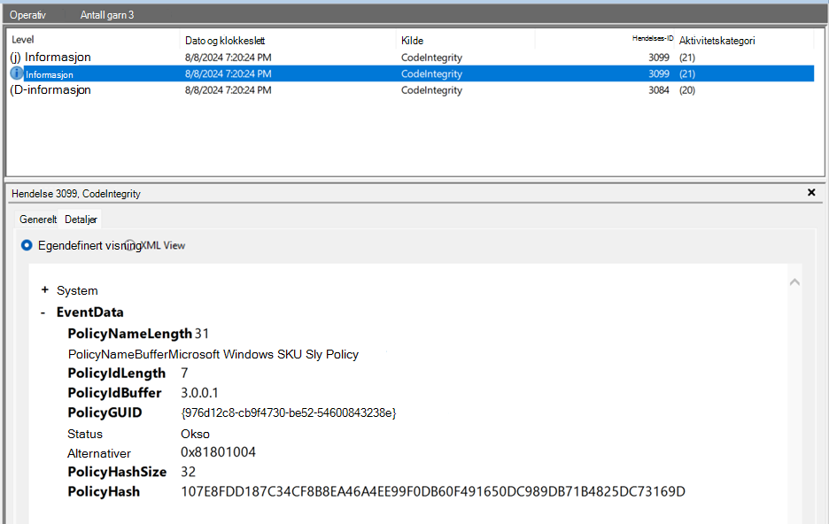 SI-policy for Microsoft Windows SKU