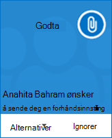 Skjermbilde av et popup-varsel for filoverføring