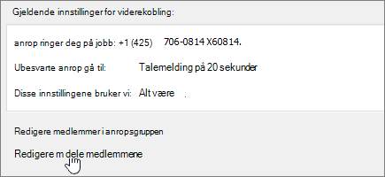 Viderekobling til menyen for viderekobling