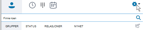 Alternativer i hovedmenyen i Skype for Business