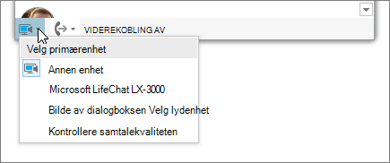 Et skjermbilde som viser menyen Velg hovedenhet.