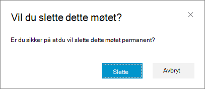 Bekreft at du vil slette møtet