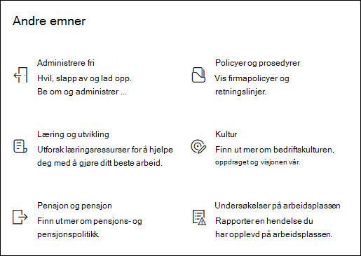 Forhåndsvisning av nettdelen for hurtigkoblinger.