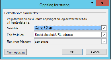 Sette inn hyperkobling for gjeldende element 1