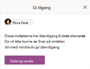 Hvis noen personer ikke har tilgang til listeelementet, kan du gi tilgang til dem slik at de kan lese kommentarene om listen.