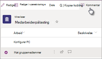 Merk element for kommentarer