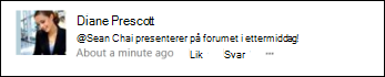 Et nyhetsfeedinnlegg der noen nevnes