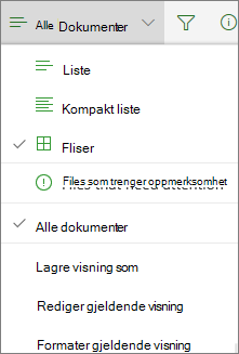 Office 365 – Endre dokumentbibliotekvisning