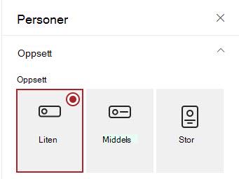 People kortoppsett av liten, middels, stor