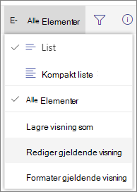 Menyen Bytt visningsalternativer