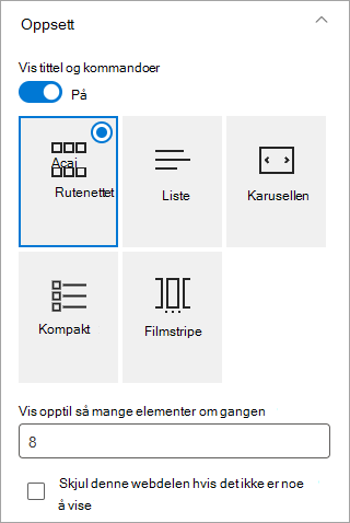 Velg oppsettformatet du vil bruke.