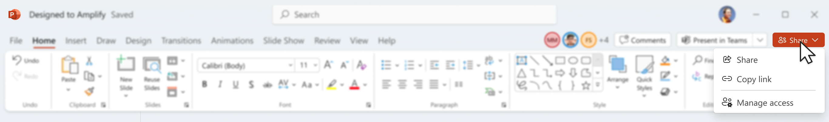 Del fil fra PowerPoint-app