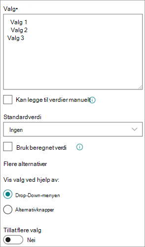 Alternativer for Valg-kolonner i den moderne opplevelsen