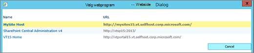 Velg en nettapp fra siden Endre nettapp