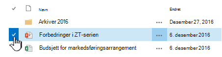 Velg en fil ved å klikke haken til venstre for navnet