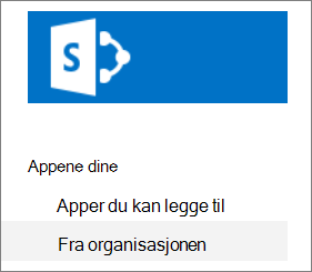 Hurtigstartlinjen med Fra organisasjonen uthevet