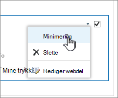 Klikk pil ned for innstillingene, og klikk deretter Minimer