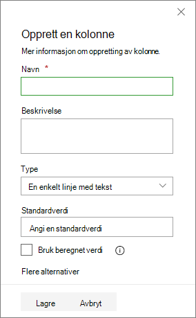 Opprett et kolonnepanel