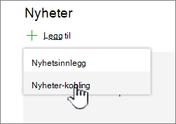 Legge til en Nyheter-kobling fra en nyhetsnettdel