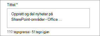 Legge til en tittel for nyhetselementet