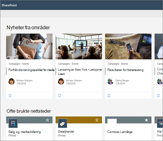 Nyheter på SharePoint-startsiden