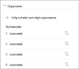 Organiser nyhetsinndeling