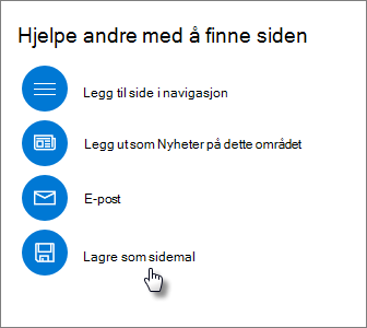 Hev nivå-panelet som viser Lagre som sidemal