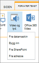 Knappen Sett inn video eller lyd på rediger-båndet