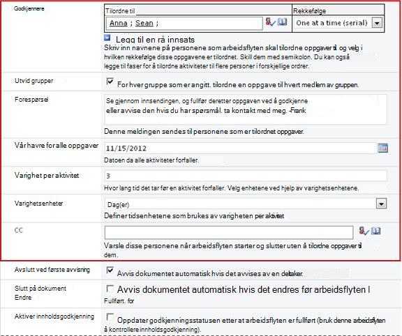 Skjema for å legge inn kjørespesifikk informasjon