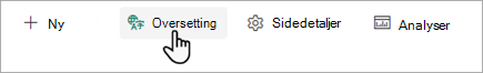 Skjermbilde som viser hvor du starter oversettelsen av en SharePoint-side.