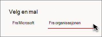Bilde av fanen i områdemalvelgeren som sier Fra organisasjonen