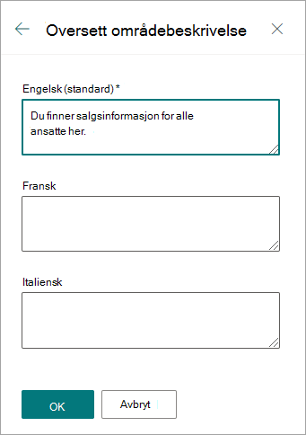 Oversett områdebeskrivelse