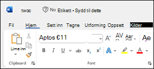 Lagringsstatus for Word mangler på tittellinjen