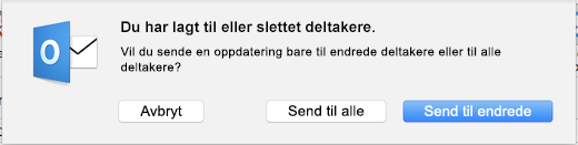 Du har lagt til eller slettet deltakere.