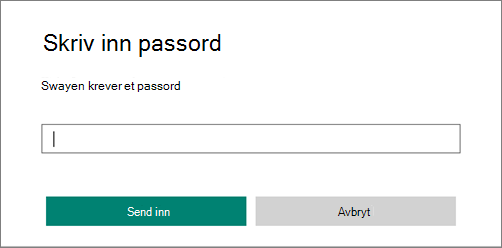 Dialogboks for innskriving av passord