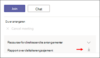 Skjermbildet Last ned deltakerengasjementsrapport