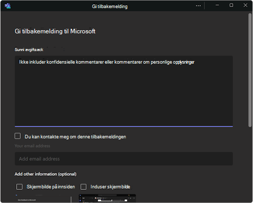 Dialogboks for å gi tilbakemelding