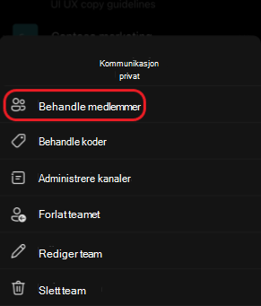 Administrer teammedlemmer i iOS