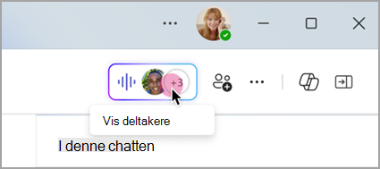 Velg direkteindikatoren i en gruppechat for å vise møtedeltakere umiddelbart.