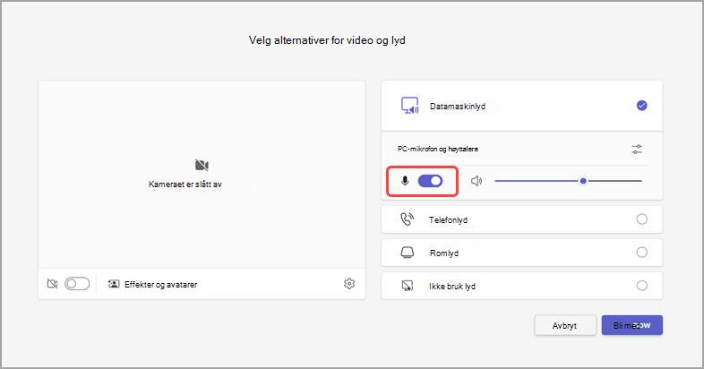Behandle lyd før et møte