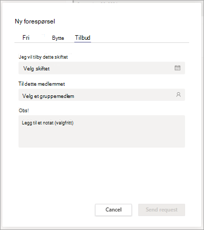 Tilby et skifte til et teammedlem i Skift.