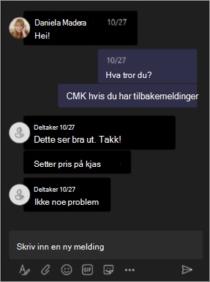 Skjermbilde som viser arrangørvisning når navn skjules i Teams-møte eller nettseminar.