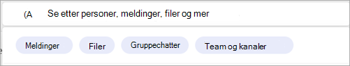 Skjermbilde som viser søkefiltre relatert til en bestemt person.