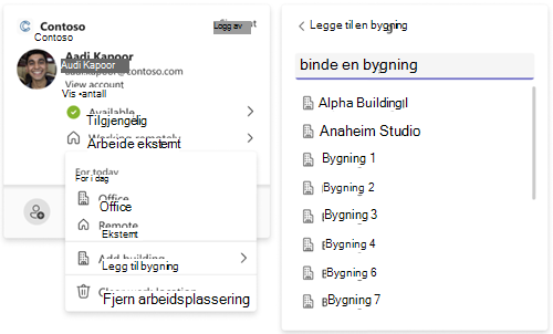 Angi en bygningsplassering i profil