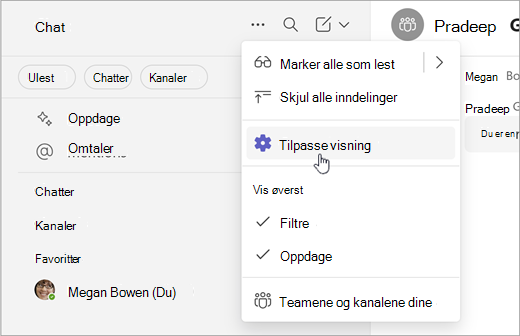Skjermbilde av hvordan du tilpasser visningen i Enkel sortering