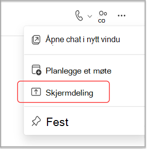 Dele skjermen din i en MS Teams-chat