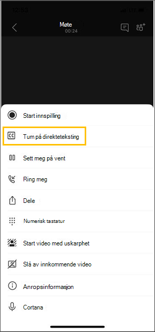 Knapp for å aktivere direkteteksting