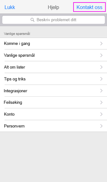 Kontakt kundestøtte
