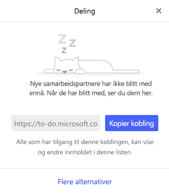 Skjermbilde som viser Deling-menyen